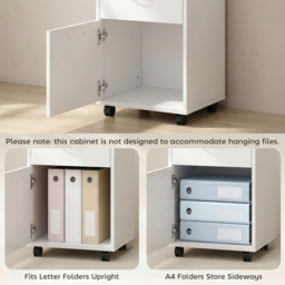 HOMCOM 60cm Storage Cabinet w/ Drawer Open Shelf Metal Handles 4 Wheels Office Home Organiser Mobile Printer White - Aosom UK - thumbnail 7