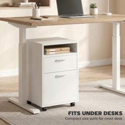 HOMCOM 60cm Storage Cabinet w/ Drawer Open Shelf Metal Handles 4 Wheels Office Home Organiser Mobile Printer White - Aosom UK - thumbnail 6