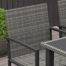 Outsunny Outdoor Dining Set 5 Pieces Patio Conservatory with Tempered Glass Tabletop,4 Dining Chairs - Grey - thumbnail 9