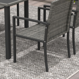 Outsunny Outdoor Dining Set 5 Pieces Patio Conservatory with Tempered Glass Tabletop,4 Dining Chairs - Grey - thumbnail 8