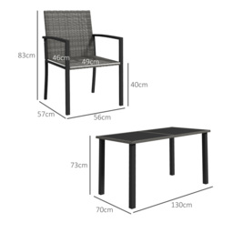 Outsunny Outdoor Dining Set 5 Pieces Patio Conservatory with Tempered Glass Tabletop,4 Dining Chairs - Grey - thumbnail 3