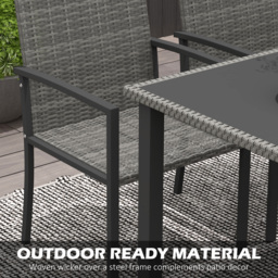 Outsunny Outdoor Dining Set 5 Pieces Patio Conservatory with Tempered Glass Tabletop,4 Dining Chairs - Grey - thumbnail 6