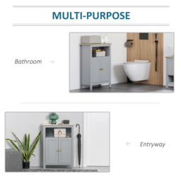 kleankin Bathroom Floor Storage Cabinet Free Standing Unit w/ Compartment Adjustable Shelf Double-door Design, Free Standing Organizer - Aosom UK - thumbnail 8