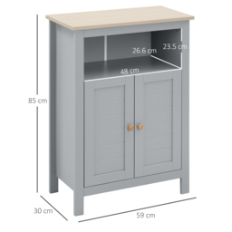 kleankin Bathroom Floor Storage Cabinet Free Standing Unit w/ Compartment Adjustable Shelf Double-door Design, Free Standing Organizer - Aosom UK - thumbnail 3