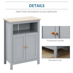 kleankin Bathroom Floor Storage Cabinet Free Standing Unit w/ Compartment Adjustable Shelf Double-door Design, Free Standing Organizer - Aosom UK - thumbnail 7