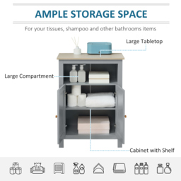 kleankin Bathroom Floor Storage Cabinet Free Standing Unit w/ Compartment Adjustable Shelf Double-door Design, Free Standing Organizer - Aosom UK - thumbnail 5