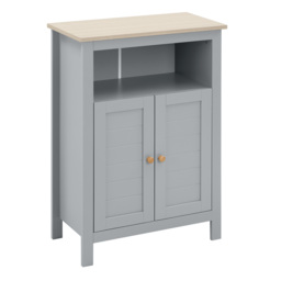 kleankin Bathroom Floor Storage Cabinet Free Standing Unit w/ Compartment Adjustable Shelf Double-door Design, Free Standing Organizer - Aosom UK