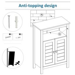 kleankin Bathroom Floor Storage Cabinet Free Standing Unit w/ Compartment Adjustable Shelf Double-door Design, Free Standing Organizer - Aosom UK - thumbnail 9
