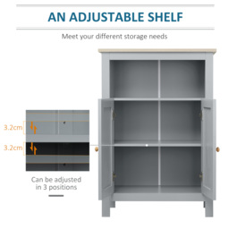 kleankin Bathroom Floor Storage Cabinet Free Standing Unit w/ Compartment Adjustable Shelf Double-door Design, Free Standing Organizer - Aosom UK - thumbnail 6