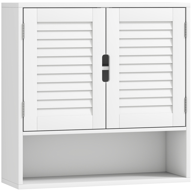 HOMCOM Bathroom Cabinet, Wall Mounted Storage Cabinet with Adjustable Shelves, 60 x 20 x 60 cm, White - image 1
