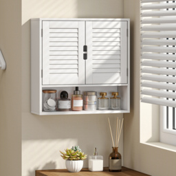 HOMCOM Bathroom Cabinet, Wall Mounted Storage Cabinet with Adjustable Shelves, 60 x 20 x 60 cm, White - thumbnail 2