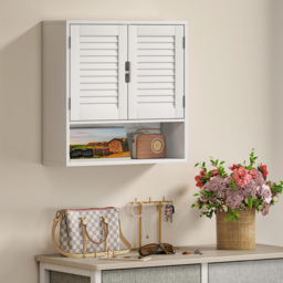 HOMCOM Bathroom Cabinet, Wall Mounted Storage Cabinet with Adjustable Shelves, 60 x 20 x 60 cm, White - thumbnail 9