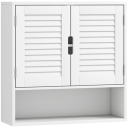 HOMCOM Bathroom Cabinet, Wall Mounted Storage Cabinet with Adjustable Shelves, 60 x 20 x 60 cm, White - thumbnail 1