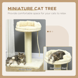 PawHut Cat Tree, with Sisal Wrapped Scratching Post - Cream - thumbnail 4