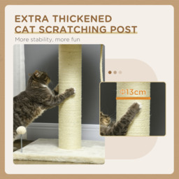 PawHut Cat Tree, with Sisal Wrapped Scratching Post - Cream - thumbnail 7