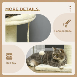 PawHut Cat Tree, with Sisal Wrapped Scratching Post - Cream - thumbnail 5