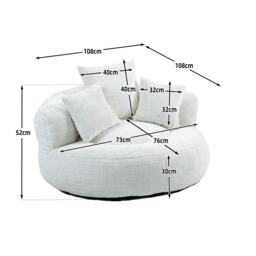 Modern Lazy Sofa Bean Bag Chair with Shredded Memory Foam, Chenille Fabric, Luxurious High Back Accent Chair, 108L x 108W x 52H cm, Beige - Aosom UK - thumbnail 3