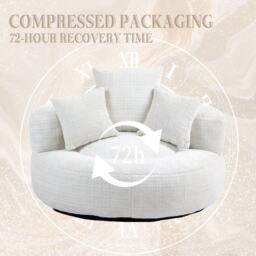 Modern Lazy Sofa Bean Bag Chair with Shredded Memory Foam, Chenille Fabric, Luxurious High Back Accent Chair, 108L x 108W x 52H cm, Beige - Aosom UK - thumbnail 5