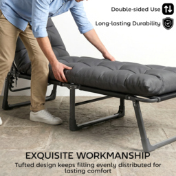 Outsunny Sun Lounger Cushions Only, Garden Lounge Chair Cushions Set of 2, Sunbed Replacement Pads with 4 Ties, Dark Grey - thumbnail 7