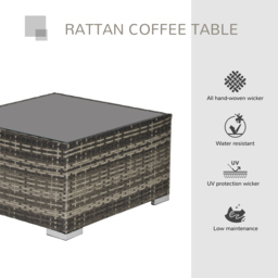 Outsunny Rattan Coffee Table Ready to Use Outdoor Furniture Suitable for Garden Backyard Deep Grey - Aosom UK - thumbnail 4