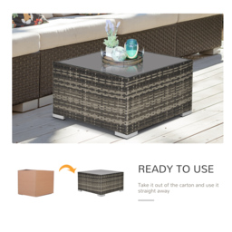 Outsunny Rattan Coffee Table Ready to Use Outdoor Furniture Suitable for Garden Backyard Deep Grey - Aosom UK - thumbnail 6