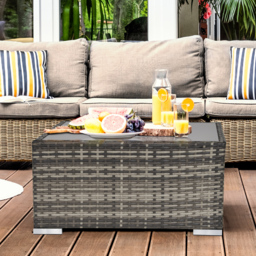 Outsunny Rattan Coffee Table Ready to Use Outdoor Furniture Suitable for Garden Backyard Deep Grey - Aosom UK - thumbnail 2
