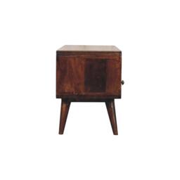 Solid Mango Wood Curved Media Unit with 2 Drawers and Open Shelf, Eco-Conscious TV Unit with Lemon Scent, 35L x 90W x 47H cm, Brown - Aosom UK - thumbnail 8