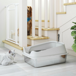 PawHut XL Stainless Steel Cat Litter Box with High Sides, Metal Scoop, 60 x 40 x 30 cm - thumbnail 9