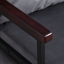 HOMCOM 4-in-1 Velvet-Feel Single Chair Bed, with Pillow - Charcoal Grey - Aosom UK - thumbnail 8