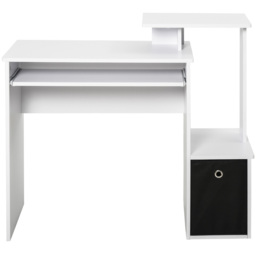 HOMCOM Compact Small Computer PC Desk with Sliding Keyboard Tray Storage Drawer Shelf Home Office Workstation Gaming Study White - Aosom UK - thumbnail 8