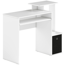 HOMCOM Compact Small Computer PC Desk with Sliding Keyboard Tray Storage Drawer Shelf Home Office Workstation Gaming Study White - Aosom UK