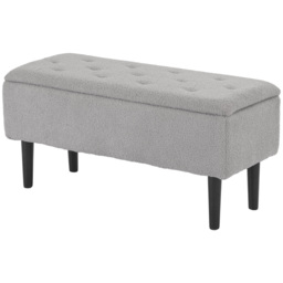 "HOMCOM 15"" Modern Ottoman Storage Box with Wooden Legs, 47L Storage Ottoman Holds up to 120KG, for Living Room, Bedroom, Grey"