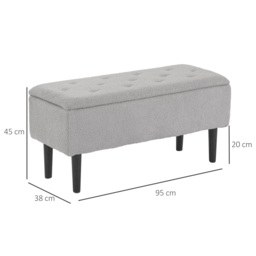 "HOMCOM 15"" Modern Ottoman Storage Box with Wooden Legs, 47L Storage Ottoman Holds up to 120KG, for Living Room, Bedroom, Grey" - thumbnail 3