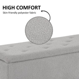 "HOMCOM 15"" Modern Ottoman Storage Box with Wooden Legs, 47L Storage Ottoman Holds up to 120KG, for Living Room, Bedroom, Grey" - thumbnail 6