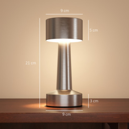 HOMCOM Cordless Desk Lamp: Rechargeable LED Table Light with Touch Control, 3 Colour Modes, Silver - Aosom UK - thumbnail 3