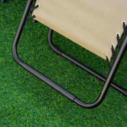 Outsunny 3pcs Folding Zero Gravity Chairs Sun Lounger Table Set w/ Cup Holders Reclining Garden Yard Pool, Beige - thumbnail 8