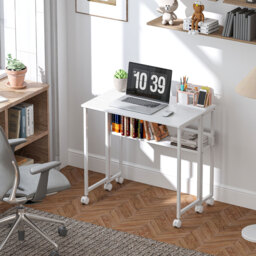 HOMCOM 80 cm Drop Leaf Writing Work Desk - White - thumbnail 2