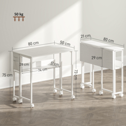 HOMCOM 80 cm Drop Leaf Writing Work Desk - White - thumbnail 3