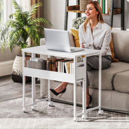 HOMCOM 80 cm Drop Leaf Writing Work Desk - White - thumbnail 9