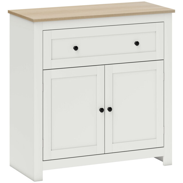 HOMCOM Sideboard Storage Cabinet, Modern Kitchen Cupboard with Adjustable Shelf, Drawer and Double Doors, Cream White - image 1