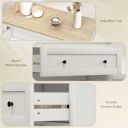 HOMCOM Sideboard Storage Cabinet, Modern Kitchen Cupboard with Adjustable Shelf, Drawer and Double Doors, Cream White - thumbnail 7