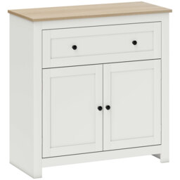 HOMCOM Sideboard Storage Cabinet, Modern Kitchen Cupboard with Adjustable Shelf, Drawer and Double Doors, Cream White - thumbnail 1