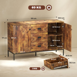 HOMCOM Modern Rustic Brown Sideboard - thumbnail 3