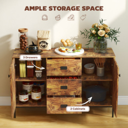 HOMCOM Modern Rustic Brown Sideboard - thumbnail 4