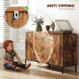HOMCOM Modern Rustic Brown Sideboard - thumbnail 7