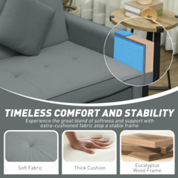 HOMCOM 3 Seater Velvet Sofa Bed, Convertible Click-Clack Couch with Adjustable Backrest, Small Double Sleeper Sofa for Living Room & Guests, Grey - Aosom UK - thumbnail 8