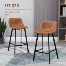 HOMCM Kitchen Stools Set of 2, 97cm Sitting Height with Integrated stable structure Leather Bar Stools   Suitable for Retro Home Decor, Brown - thumbnail 4