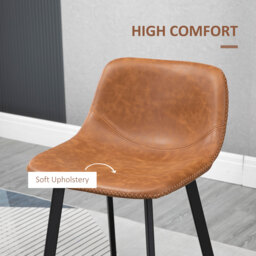 HOMCM Kitchen Stools Set of 2, 97cm Sitting Height with Integrated stable structure Leather Bar Stools   Suitable for Retro Home Decor, Brown - thumbnail 5