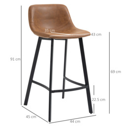 HOMCM Kitchen Stools Set of 2, 97cm Sitting Height with Integrated stable structure Leather Bar Stools   Suitable for Retro Home Decor, Brown - thumbnail 3
