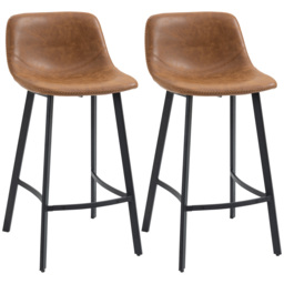 HOMCM Kitchen Stools Set of 2, 97cm Sitting Height with Integrated stable structure Leather Bar Stools   Suitable for Retro Home Decor, Brown - thumbnail 1